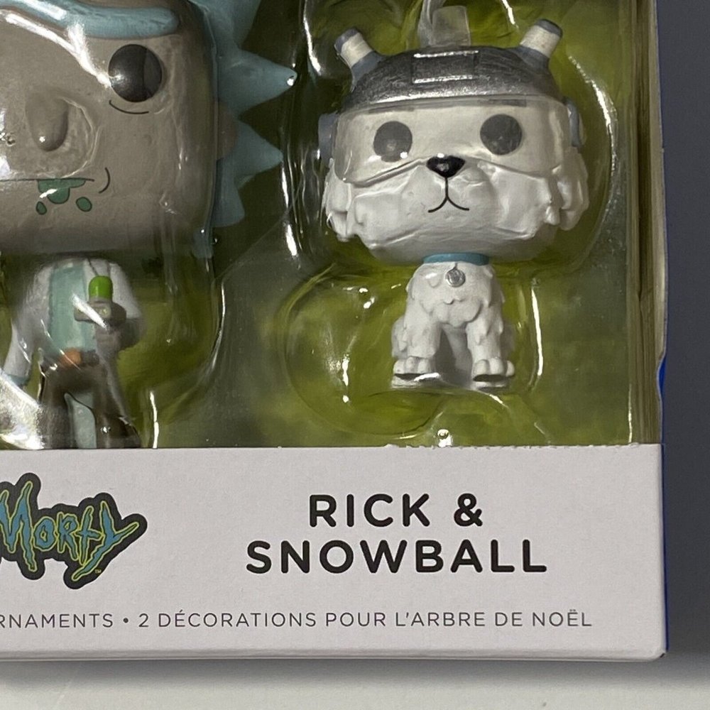 2022 Hallmark Funko Pop! Rick and Morty Rick & Snowball Ornament Set of 2 NEW - Picture 7 of 8